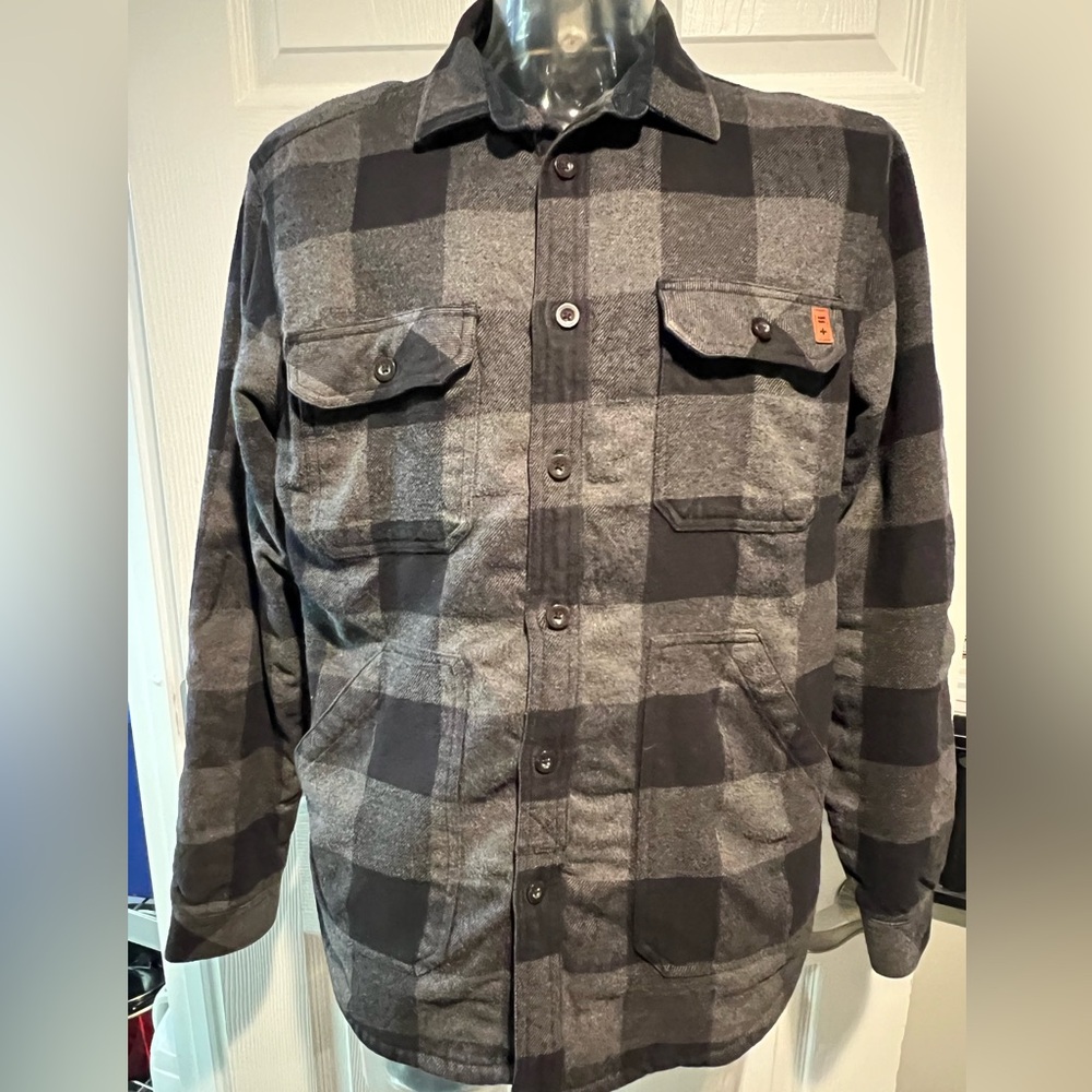 Billabong Black and Gray Checkered Shirt Jacket